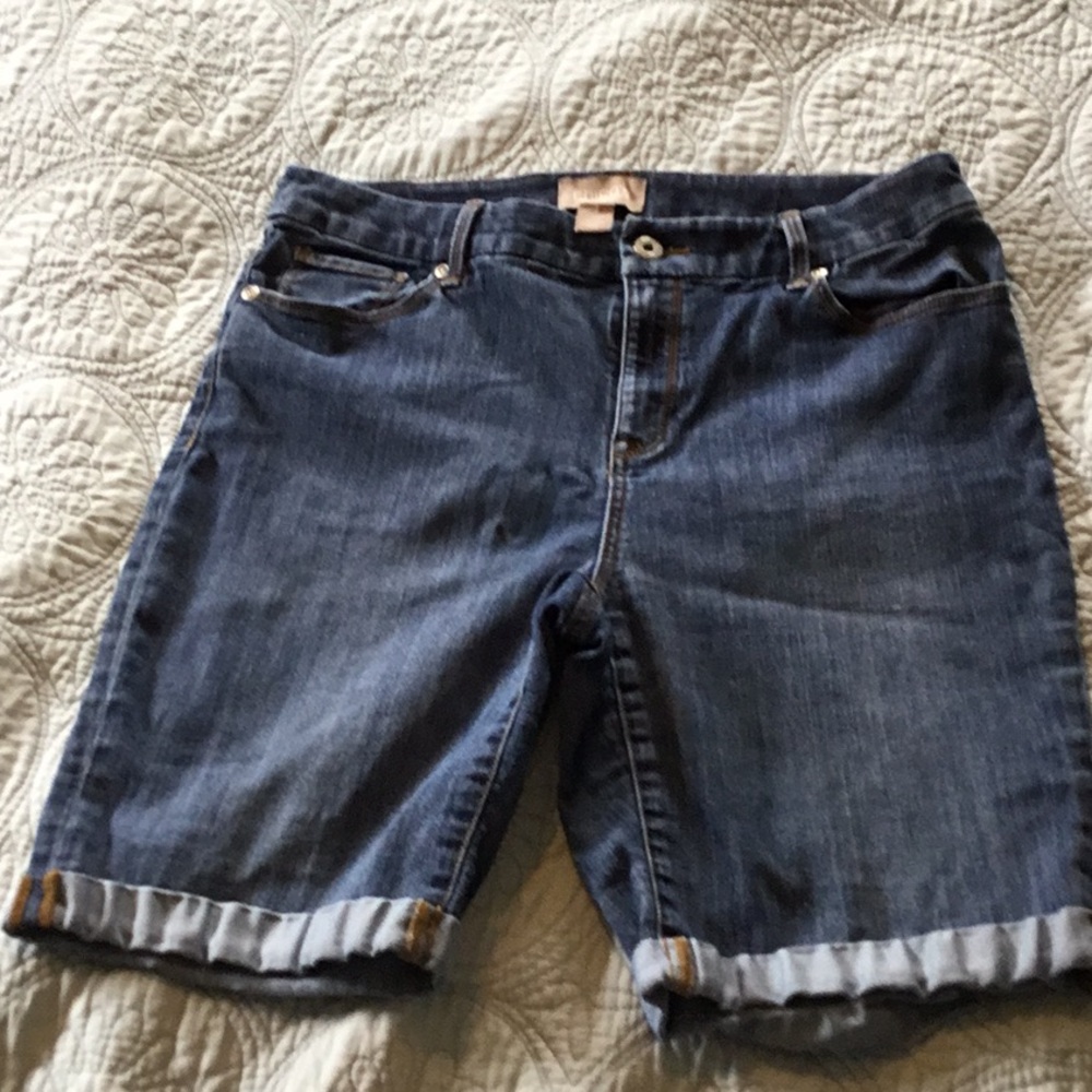 Chico's Blue Jean Shorts Bermuda Style